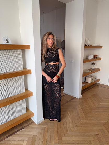 Lydia lace maxi dress - Black