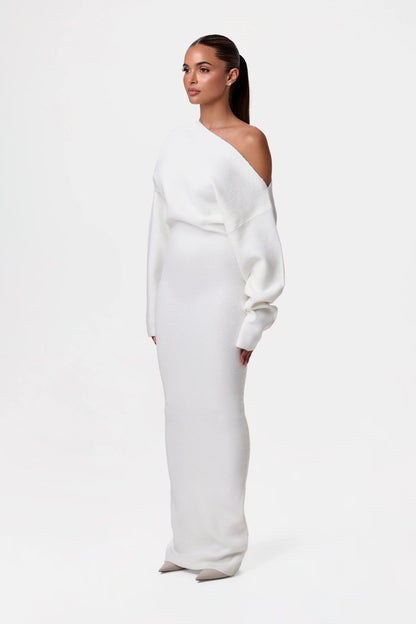 Séraphine Off-Shoulder Strickkleid